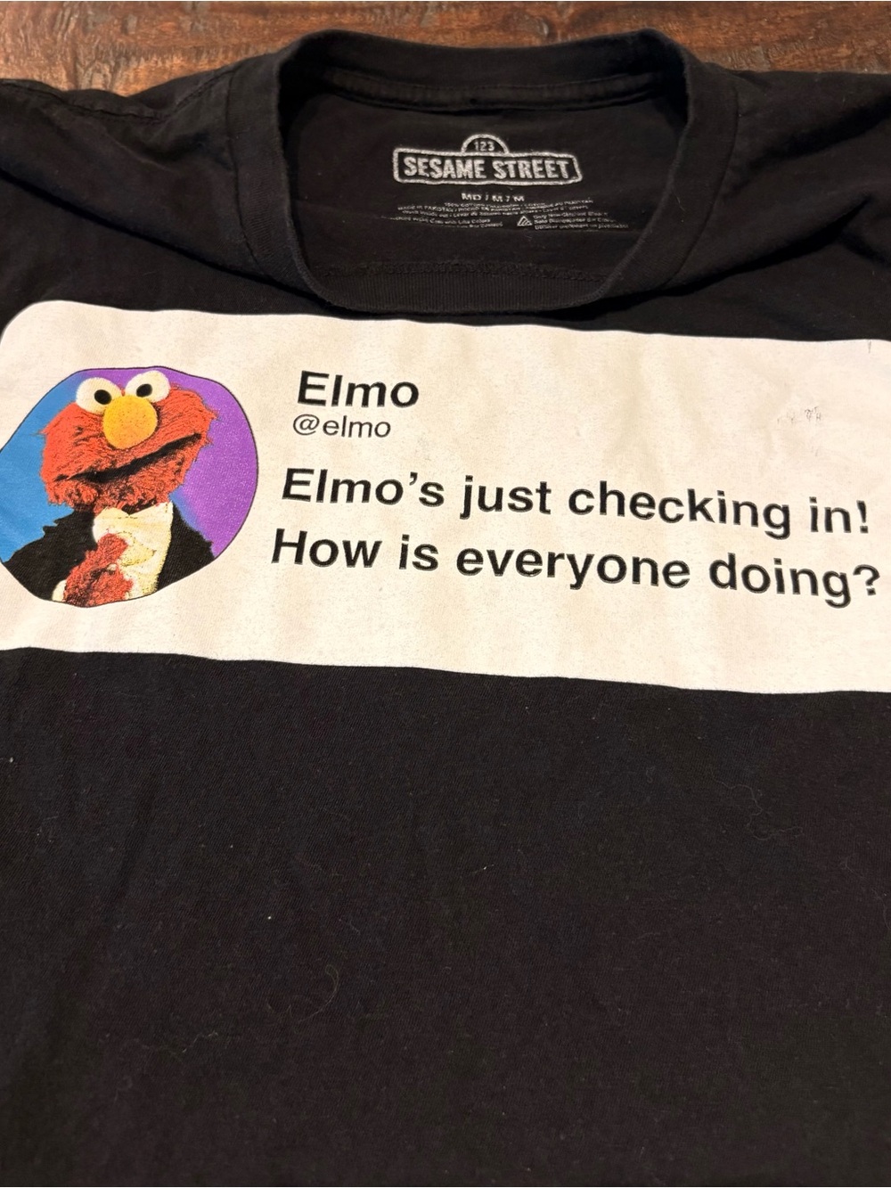 Sesame Street Black Tee with White Graphic Panel